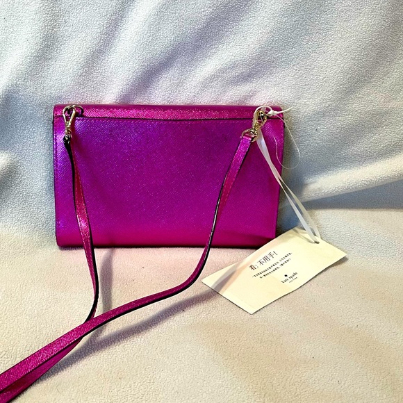 Kate Spade ♠️ Metallic Pink Clutch NWT - Picture 4 of 9
